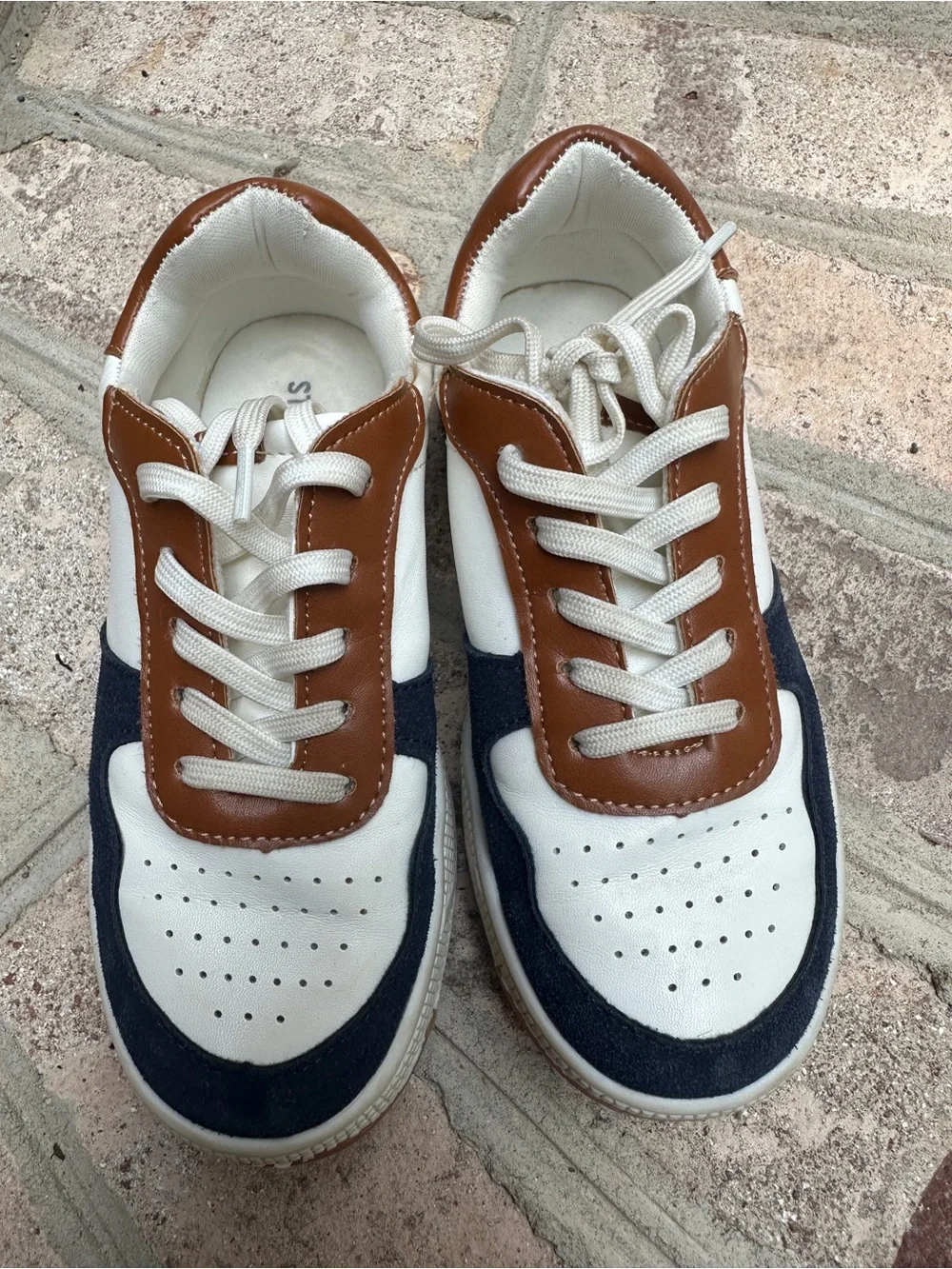 Steve Madden Tricolor Retro Sneakers Brown Navy Cream Size 12